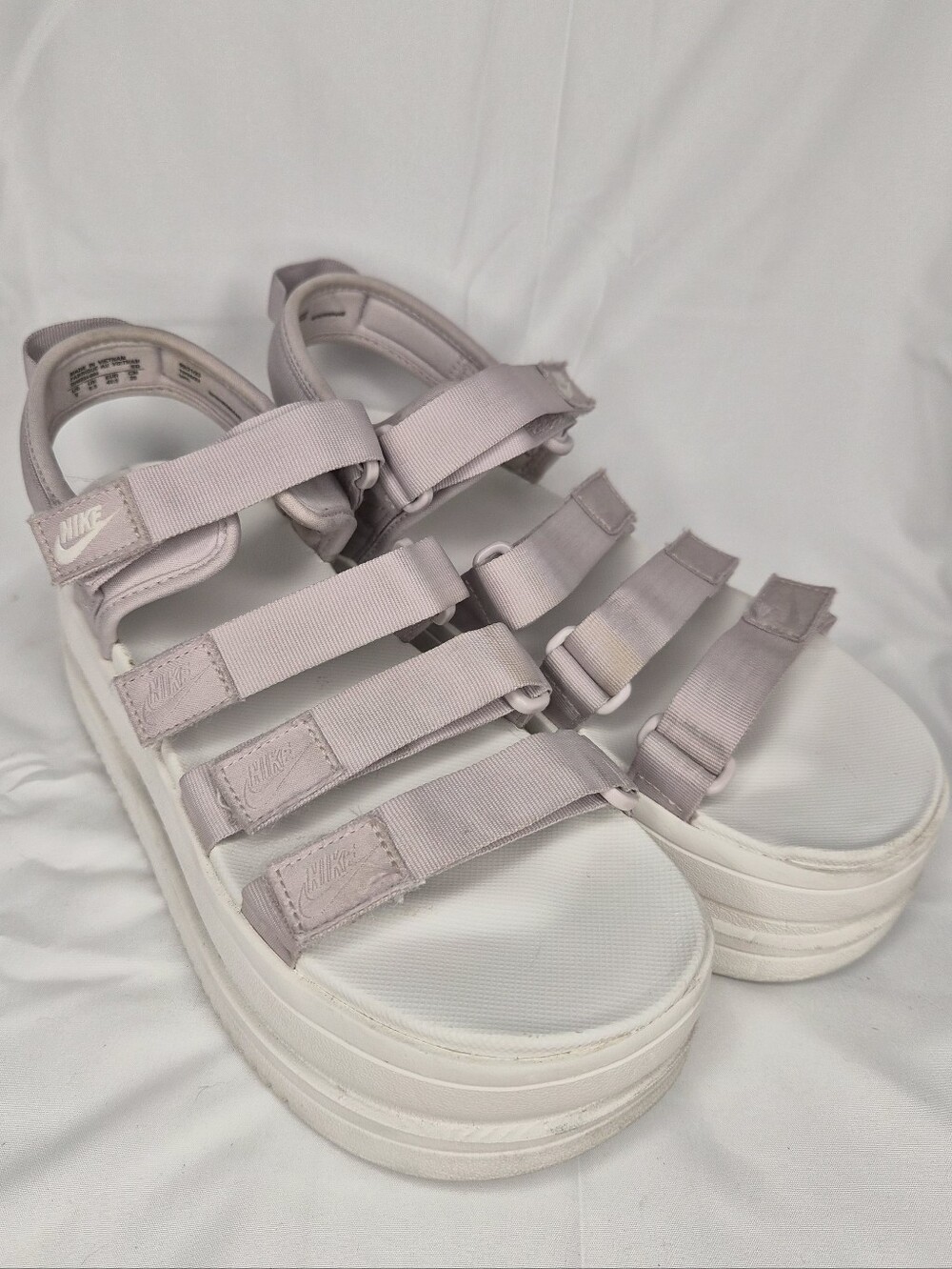 Nike Icon Classic Platform Sandals Platinum Violet Pink Womens Sz 9